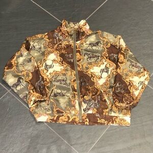 100% Silk Retro Zebra Jacket Size XL